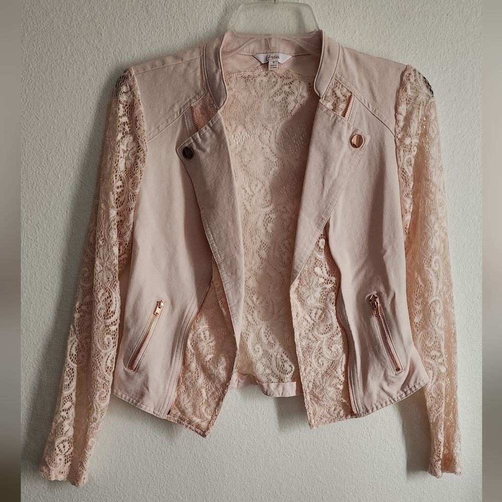 Candies y2k Lace Jacket Pink Long Sleeve Lace (M)